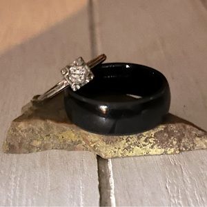 Women’s engagement ring and Men’s wedding band
